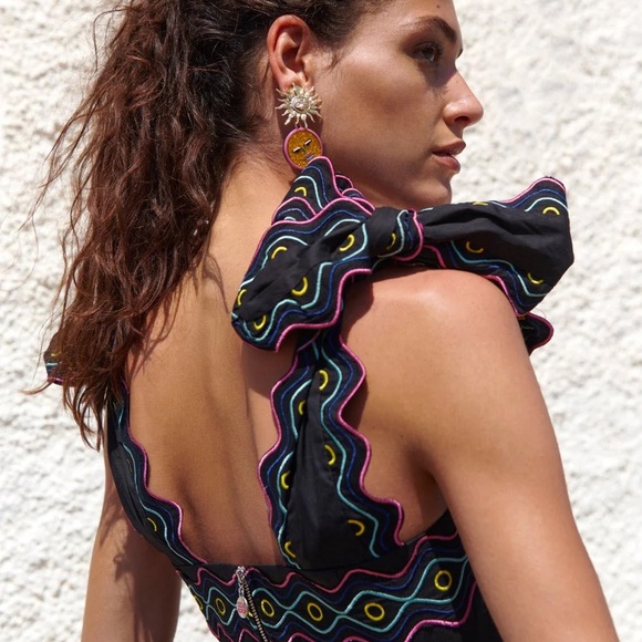 CeliaB Black Square Neck Knee-Length Umi Sundress - Picture 2 of 6